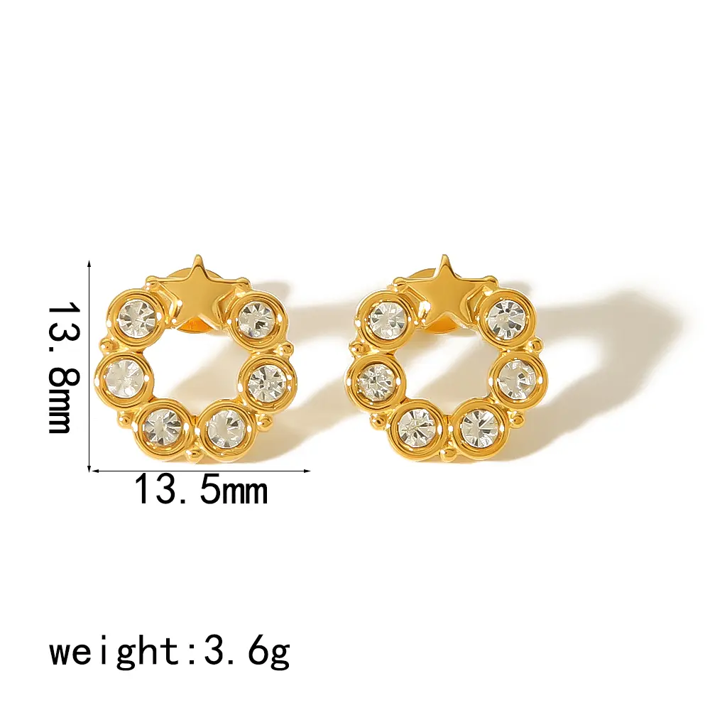 1 Pair Exquisite Sweet Style Satinless Steel 18K Gold Plated Inlay Rhinestones Women's Stud Earrings h5 Picture2